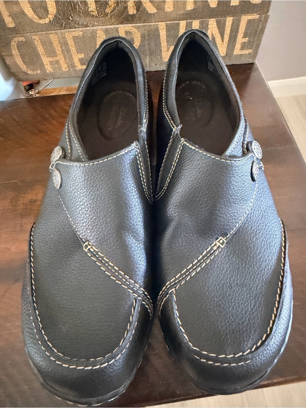 Clarks Black Ashland Lane Q Leather Slip-On Loafers